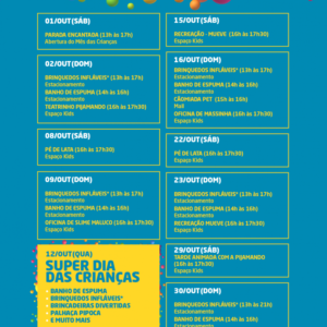 Programação do Mês das Crianças